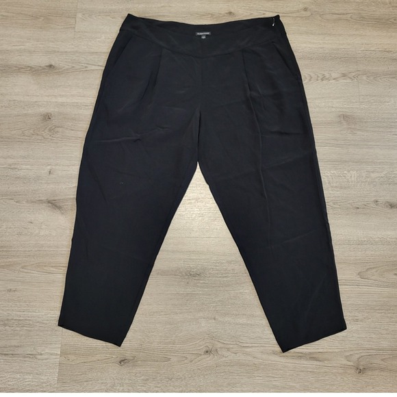 Eileen Fisher Pants - Eileen Fisher Black Tencel Viscose Pleated Tapered Pants Large Lightweight